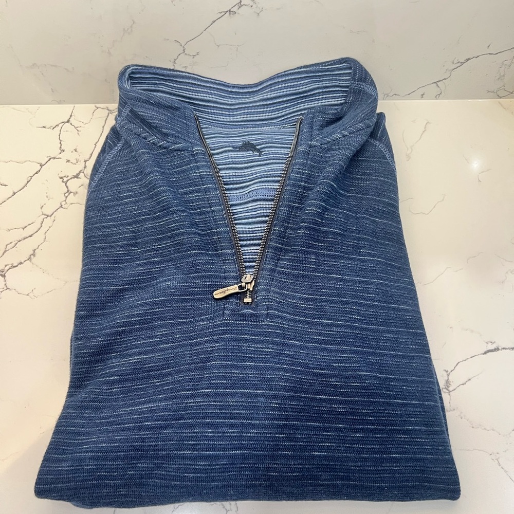 Tommy Bahama Blue Zip Up Sweatshirt with Polo Collar